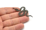 Black Snake Charm, 4 Oxidized Black Brass Snake Pendants With 1 Loop, Charms, Findings (55x31x0.60mm) A3236 H1062