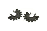 Siyah Yaprak Charm, 2 Oksitlenmiş Siyah Pirinç Yaprak Charm Kolye, 2 Döngü Küpe, Bulgular (33x25mm) N0820