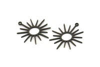 Siyah Güneş Tılsımı, 1 Döngülü 10 Oksitlenmiş Siyah Pirinç Güneş Tılsımı, Tılsım Kolye Uçları (26,5x24x0,80 mm) A6459