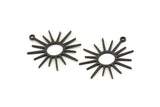 Siyah Güneş Tılsımı, 1 Döngülü 10 Oksitlenmiş Siyah Pirinç Güneş Tılsımı, Tılsım Kolye Uçları (26,5x24x0,80 mm) A6459