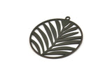 Siyah Yuvarlak Charm, 2 Oksitlenmiş Siyah Pirinç Dal Desenli Yuvarlak Şekilli Charm, 1 Döngü, Charm Kolye Uçları (40x37x0,60 mm) A6016