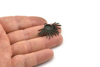 Black Sun Charm, 2 Oxidized Black Brass Sunshine Charm Pendants With 1 Loop, Earrings - Pad Size 8mm (33x25mm) N0753