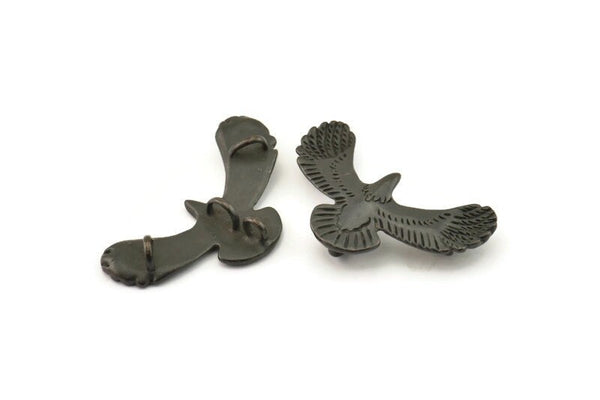 Black Eagle Charm, Oxidized Black Brass Eagle Pendants With 4 Loops (46x21x2mm) N1190