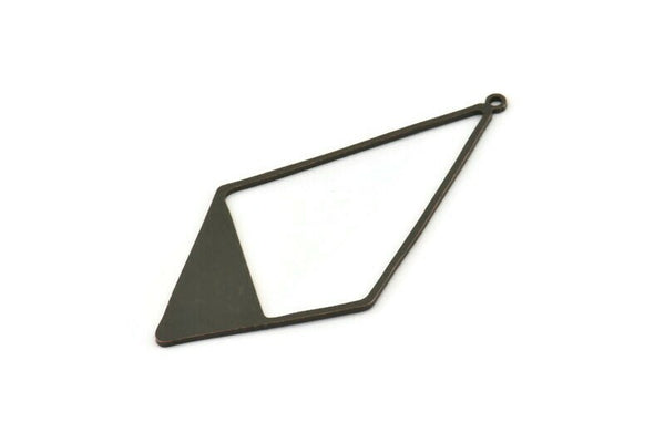 Black Diamond Charm, 4 Oxidized Black Brass Diamond Charms With 1 Loop, Pendants, Findings (56x27.5x0.8mm) E628