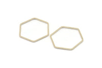 Silver Hexagon Charm, 12 Silver Tone Brass Hexagon Rings (25x1mm) Bs 1227 H0543