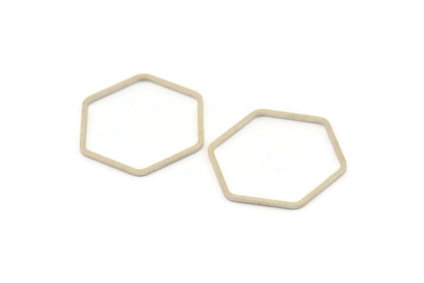 Silver Hexagon Charm, 12 Silver Tone Brass Hexagon Rings (25x1mm) Bs 1227 H0543