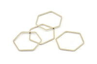 Silver Hexagon Charm, 12 Silver Tone Brass Hexagon Rings (25x1mm) Bs 1227 H0543