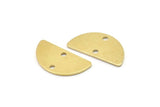 Semi Circle Charm, 12 Raw Brass Half Moon Charms With 2 Holes (20x10x0.80mm) A0389