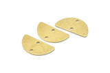 Semi Circle Charm, 12 Raw Brass Half Moon Charms With 2 Holes (20x10x0.80mm) A0389