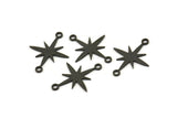 Siyah Kutup Yıldızı Charm, 24 Oksitlenmiş Siyah Pirinç, Siyah Charmlar, 2 Döngülü Siyah Kutup Yıldızı Charmları, Bağlantı Parçaları (19x15x0,60 mm) A4107