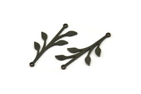 Siyah Yaprak Charm, 2 Döngülü 8 Oksitlenmiş Siyah Pirinç Yaprak Charm, Bağlantı Elemanları (31x16x0,80 mm) SMP0635 A3842