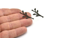 Siyah Yaprak Charm, 2 Döngülü 8 Oksitlenmiş Siyah Pirinç Yaprak Charm, Bağlantı Elemanları (31x16x0,80 mm) SMP0635 A3842