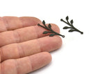 Siyah Yaprak Charm, 2 Döngülü 8 Oksitlenmiş Siyah Pirinç Yaprak Charm, Bağlantı Elemanları (31x16x0,80 mm) SMP0635 A3842