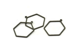 Black Hexagon Charm, 8 Oxidized Black Brass Hexagon Charms With 1 Loop, Earring Findings, Geometric Charms (28x23x1mm) A3000