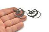 Black Moon Charm, 2 Oxidized Black Brass Crescent Moon And Snake Shaped Charms With 1 Loop (40x29x0.60mm) SMP0284 A2602