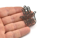 Black Hand Charm, Oxidized Black Brass Hand Shaped Charms, Earrings, Findings (44x35x0.60mm) SMP0167 A2644