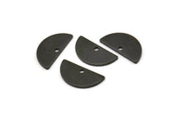 Semi Circle Pendant, 24 Oxidized Black Brass Semi Circle Blanks With 1 Hole (15x7.5x0.80mm) E122 H0820