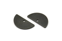 Semi Circle Pendant, 24 Oxidized Black Brass Semi Circle Blanks With 1 Hole (15x7.5x0.80mm) E122 H0820