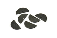Semi Circle Pendant, 24 Oxidized Black Brass Semi Circle Blanks With 1 Hole (15x7.5x0.80mm) E122 H0820