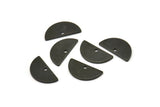 Semi Circle Pendant, 24 Oxidized Black Brass Semi Circle Blanks With 1 Hole (15x7.5x0.80mm) E122 H0820