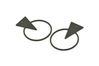 Siyah Yuvarlak Charm, 1 Delikli 6 Oksitlenmiş Siyah Pirinç Üçgen Charm, Bulgular (34x27x0,80 mm) A5657 H0840