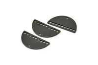 Yarım Daire Kolye, 10 Delikli 12 Oksitlenmiş Siyah Pirinç Yarım Daire Tılsım, Boşluklar (21x10,5x0,75 mm) BS 2081