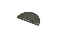 Yarım Daire Kolye, 10 Delikli 12 Oksitlenmiş Siyah Pirinç Yarım Daire Tılsım, Boşluklar (21x10,5x0,75 mm) BS 2081