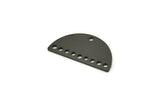 Yarım Daire Kolye, 10 Delikli 12 Oksitlenmiş Siyah Pirinç Yarım Daire Tılsım, Boşluklar (21x10,5x0,75 mm) BS 2081