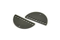Yarım Daire Kolye, 10 Delikli 12 Oksitlenmiş Siyah Pirinç Yarım Daire Tılsım, Boşluklar (21x10,5x0,75 mm) BS 2081