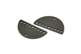 Yarım Daire Kolye, 10 Delikli 12 Oksitlenmiş Siyah Pirinç Yarım Daire Tılsım, Boşluklar (21x10,5x0,75 mm) BS 2081