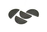 Yarım Daire Kolye, 10 Delikli 12 Oksitlenmiş Siyah Pirinç Yarım Daire Tılsım, Boşluklar (21x10,5x0,75 mm) BS 2081