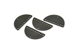 Yarım Daire Kolye, 10 Delikli 12 Oksitlenmiş Siyah Pirinç Yarım Daire Tılsım, Boşluklar (21x10,5x0,75 mm) BS 2081