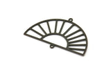 Semi Circle Charm, 6 Oxidized Black Brass Rising Sun Charms With 2 Loops, Pendant Charms (40x25x0.60mm) A3085