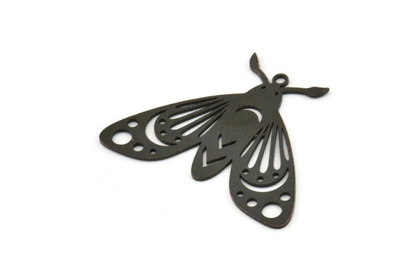 Black Butterfly Charm, 4 Oxidized Black Brass Butterfly Charms With 1 Loop, Earring Findings (26x35x0.60mm) A3838 H0970