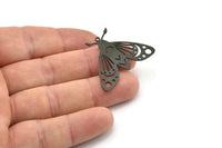 Black Butterfly Charm, 4 Oxidized Black Brass Butterfly Charms With 1 Loop, Earring Findings (26x35x0.60mm) A3838 H0970