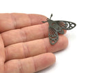 Black Butterfly Charm, 4 Oxidized Black Brass Butterfly Charms With 1 Loop, Earring Findings (26x35x0.60mm) A3838 H0970