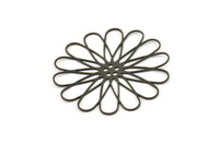 Siyah Papatya Tılsımı, 4 Oksitlenmiş Siyah Pirinç Çiçek Tılsımı, Pirinç Çiçekler (44x0,60 mm) A4626