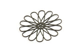 Siyah Papatya Tılsımı, 4 Oksitlenmiş Siyah Pirinç Çiçek Tılsımı, Pirinç Çiçekler (44x0,60 mm) A4626