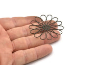 Siyah Papatya Tılsımı, 4 Oksitlenmiş Siyah Pirinç Çiçek Tılsımı, Pirinç Çiçekler (44x0,60 mm) A4626