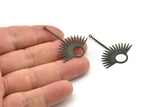 Black Sun Charm, 6 Oxidized Black Brass Sun Charms With 1 Loop, Findings (38x30x0.60mm) SMP0280 A2642