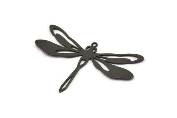 Black Dragonfly Charm, 4 Oxidized Black Brass Dragonfly Shaped Charms With 1 Loop, Pendants, Findings (31x48x0.60mm) A3302