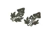 Black Mushroom Charm, 4 Oxidized Black Brass Mushroom Charms With 1 Hole, Charm Pendants (33x24x0.60mm) SMP0345 A6197