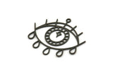 Siyah Göz Tılsımı, 1 Döngülü 6 Oksitlenmiş Siyah Pirinç Damla Desenli Göz Şeklinde Tılsım (32,5x29x0,60 mm) A6324