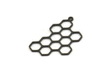 Siyah Altıgen Charm, 1 Döngülü 12 Oksitlenmiş Siyah Pirinç Altıgen Şekilli Charm, Küpe Parçaları, Geometrik Charmlar (32x21x0,80 mm) A6331