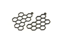 Siyah Altıgen Charm, 1 Döngülü 12 Oksitlenmiş Siyah Pirinç Altıgen Şekilli Charm, Küpe Parçaları, Geometrik Charmlar (32x21x0,80 mm) A6331
