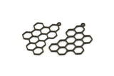 Siyah Altıgen Charm, 1 Döngülü 12 Oksitlenmiş Siyah Pirinç Altıgen Şekilli Charm, Küpe Parçaları, Geometrik Charmlar (32x21x0,80 mm) A6331