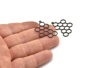 Siyah Altıgen Charm, 1 Döngülü 12 Oksitlenmiş Siyah Pirinç Altıgen Şekilli Charm, Küpe Parçaları, Geometrik Charmlar (32x21x0,80 mm) A6331