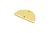 Gold Semi Circle, 2 Gold Plated Brass Half Moon Connector With 2 Holes, Charms, Pendants (21x10.5x1.2mm) D1525