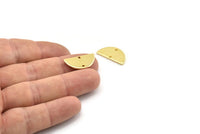 Gold Semi Circle, 2 Gold Plated Brass Half Moon Connector With 2 Holes, Charms, Pendants (21x10.5x1.2mm) D1525