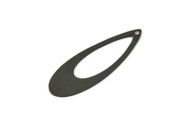 Siyah Damla Charm, 1 Delikli 6 Oksitlenmiş Siyah Pirinç Damla Charm, Küpeler, Bulgular (44x16x0,40 mm) A4196